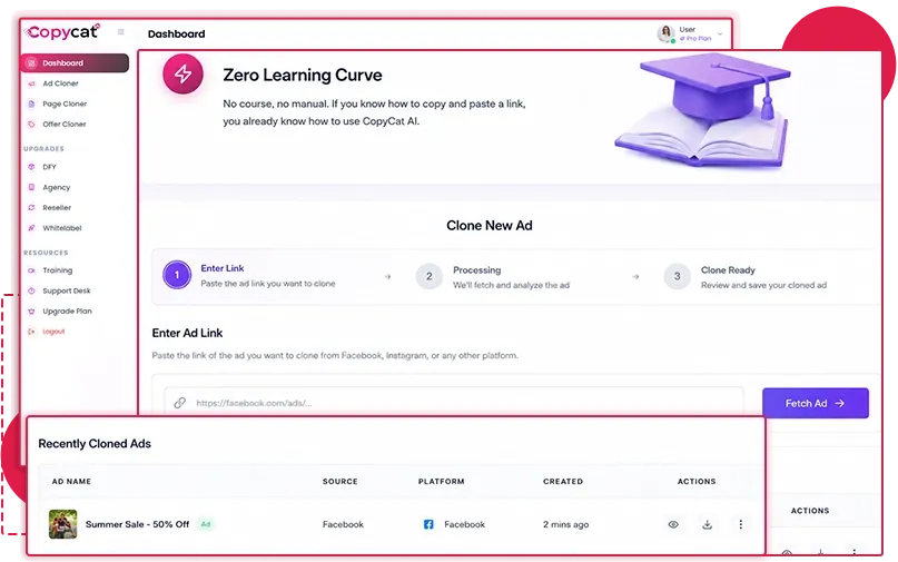 CopyCat AI Ad Clone Engine Dashboard