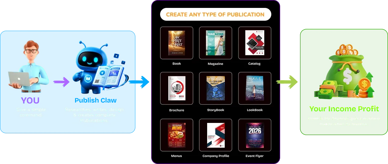PublishClaw AI publishing agent workflow illustration