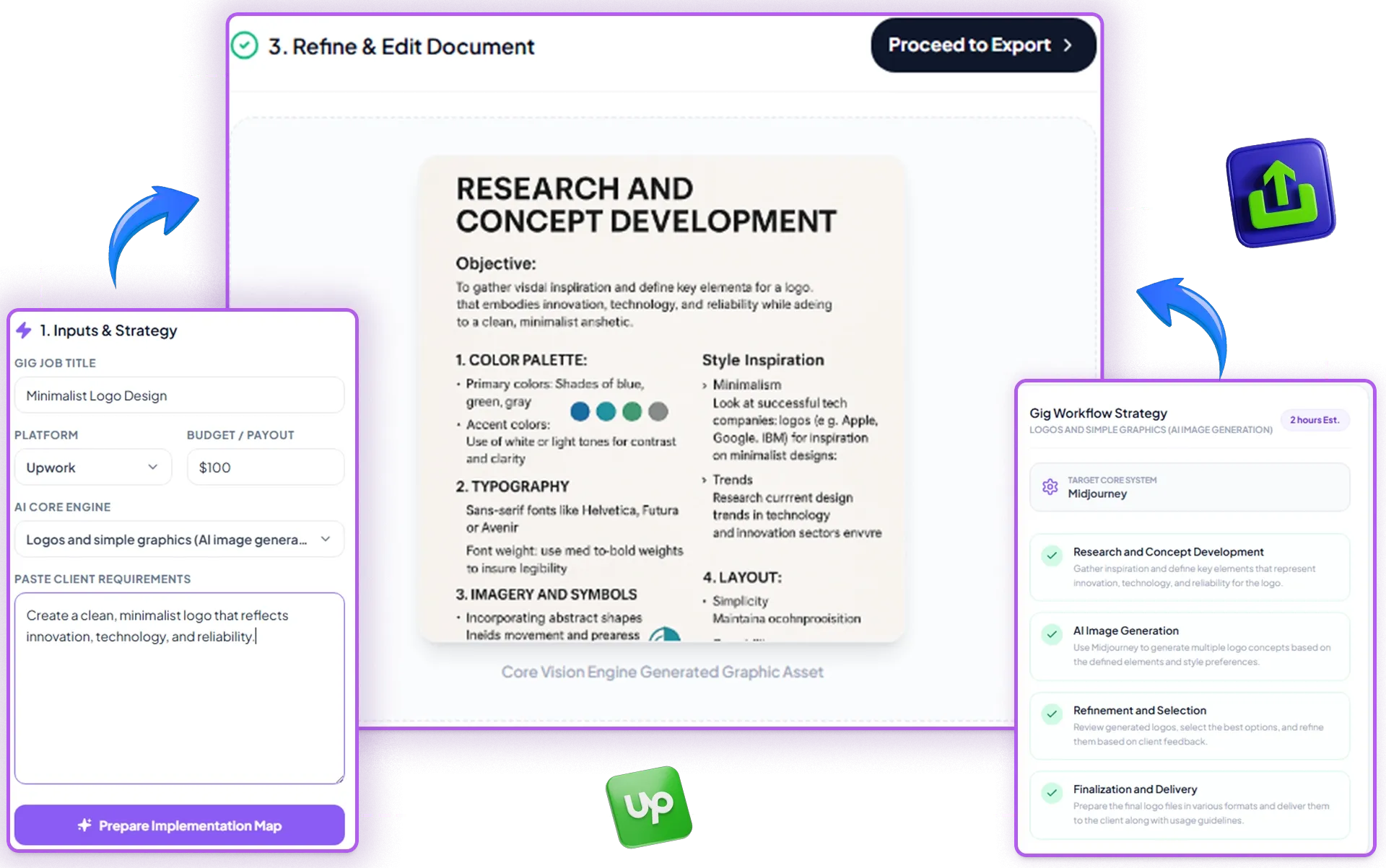 GigMachine AI producing a freelance deliverable from pasted gig requirements