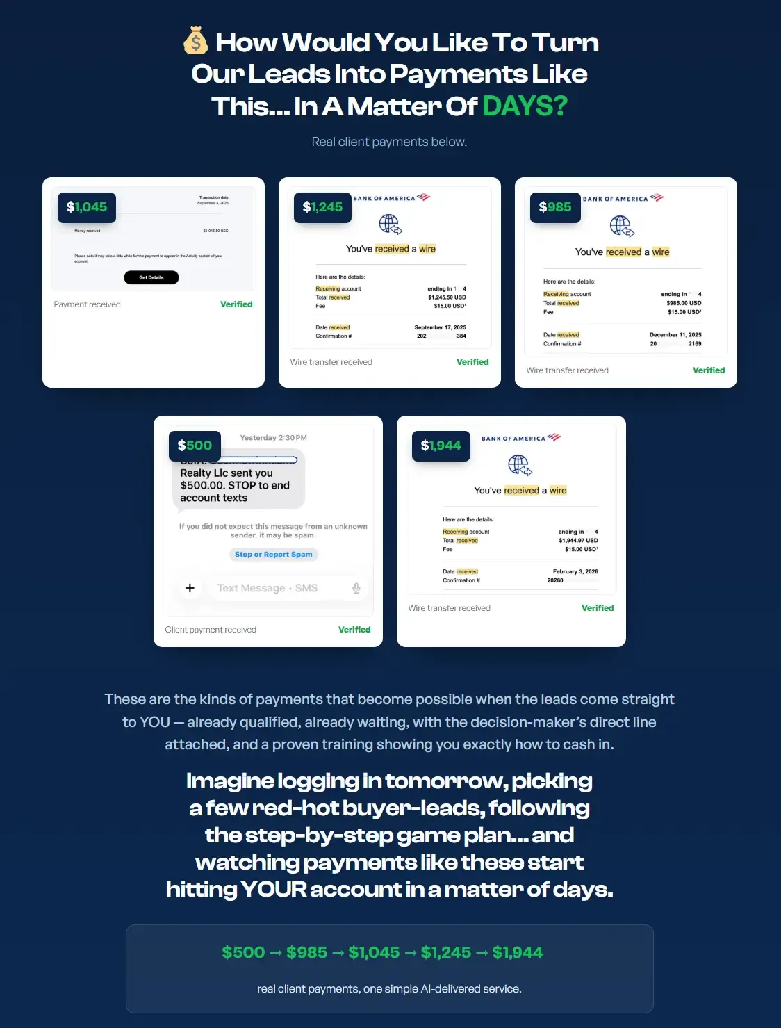 Aigency Valet Review verified client payment proof screenshot