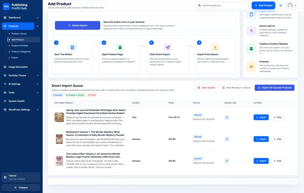 Digital Profit Stack AI Review product intelligence dashboard generating titles, hooks and benefits