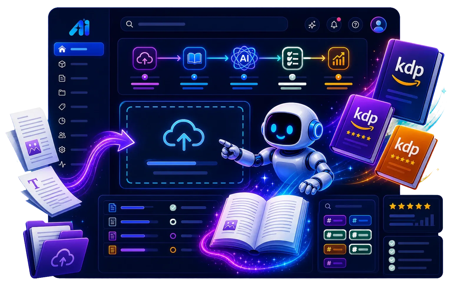 Digital Profit Stack AI Review KDP upload flow with AI enrichment for unpublished books