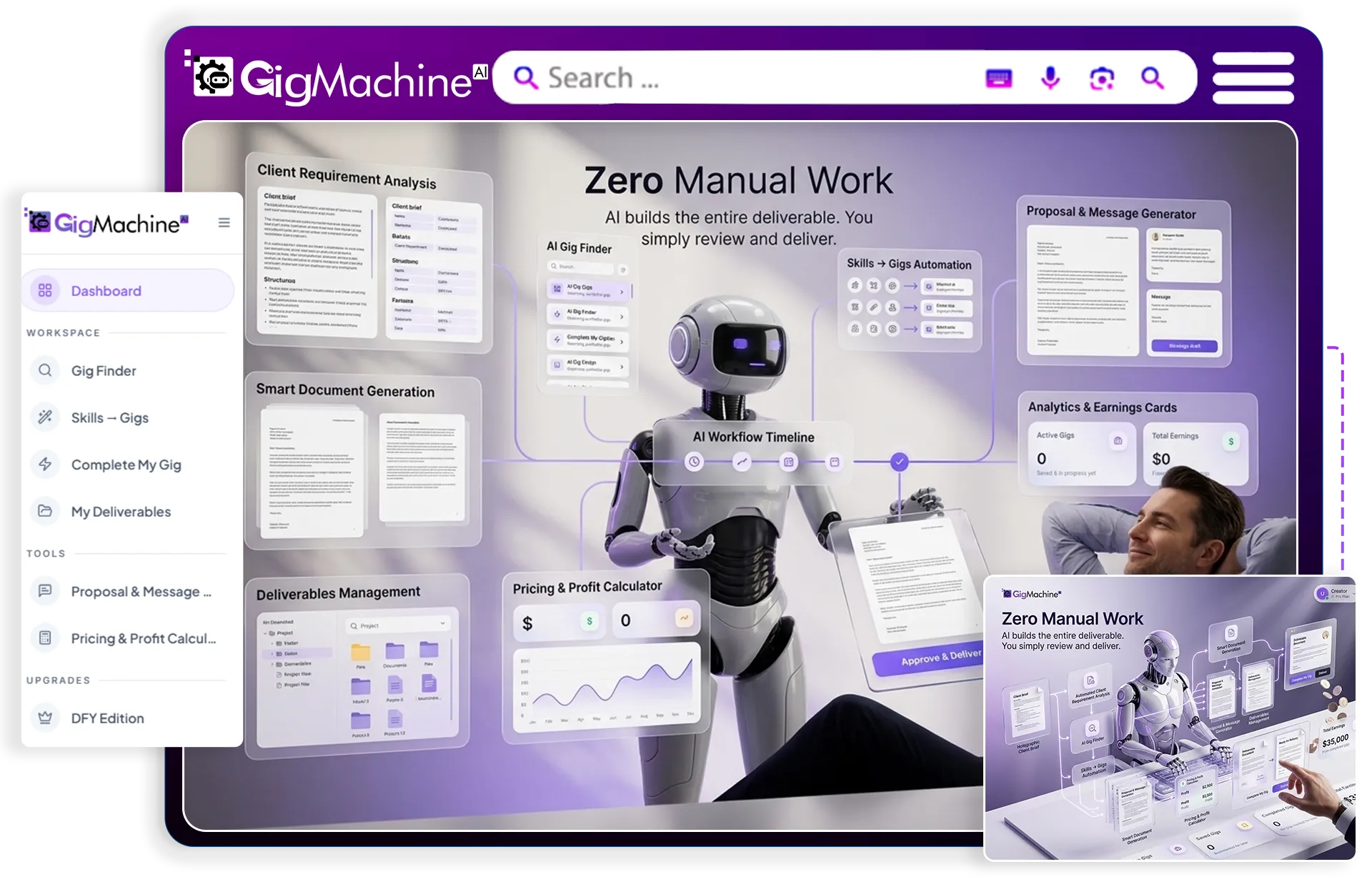 GigMachine AI zero hidden costs - one time price no monthly fees