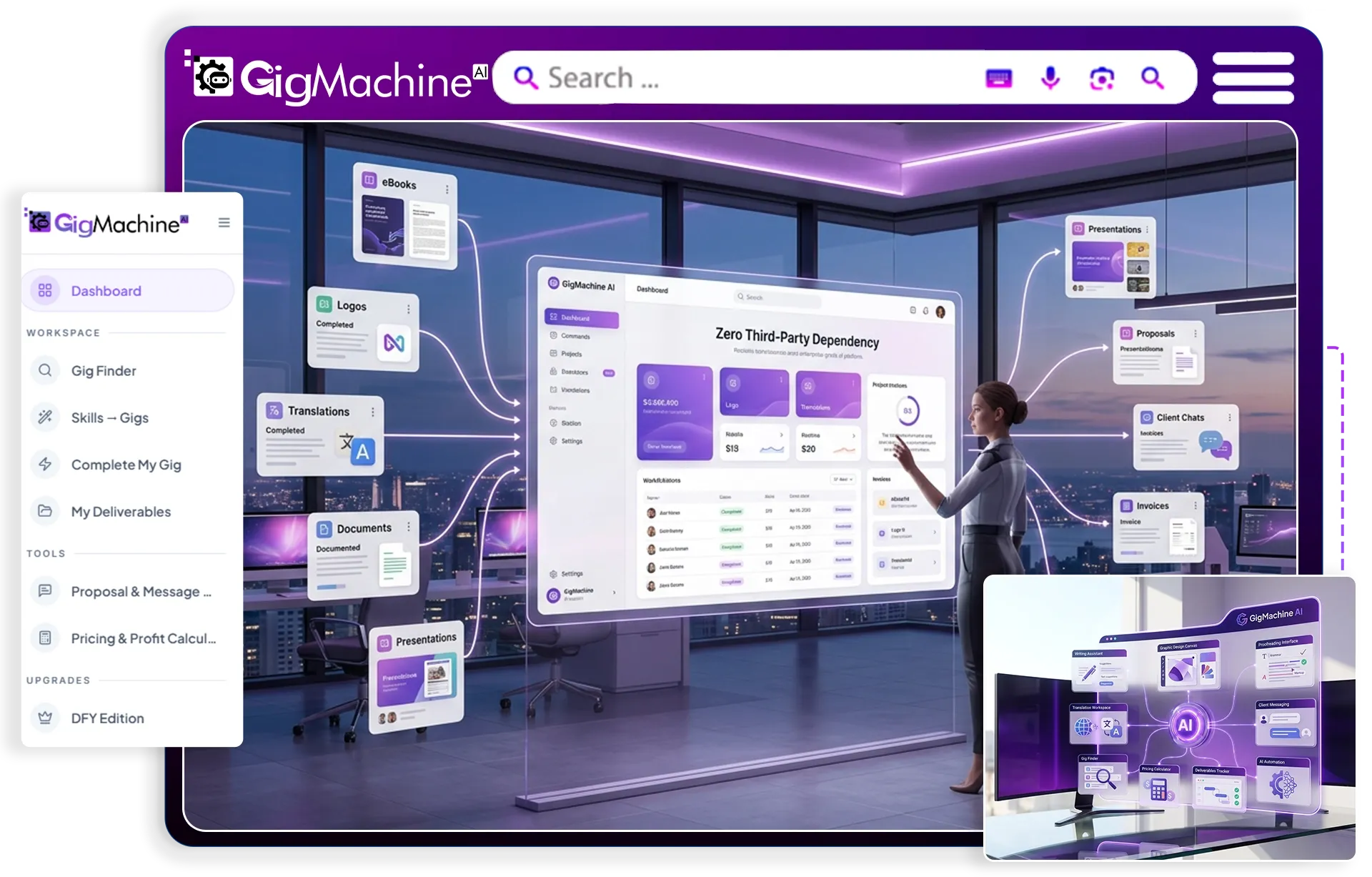 GigMachine AI pricing funnel - one time investment with no monthly fees