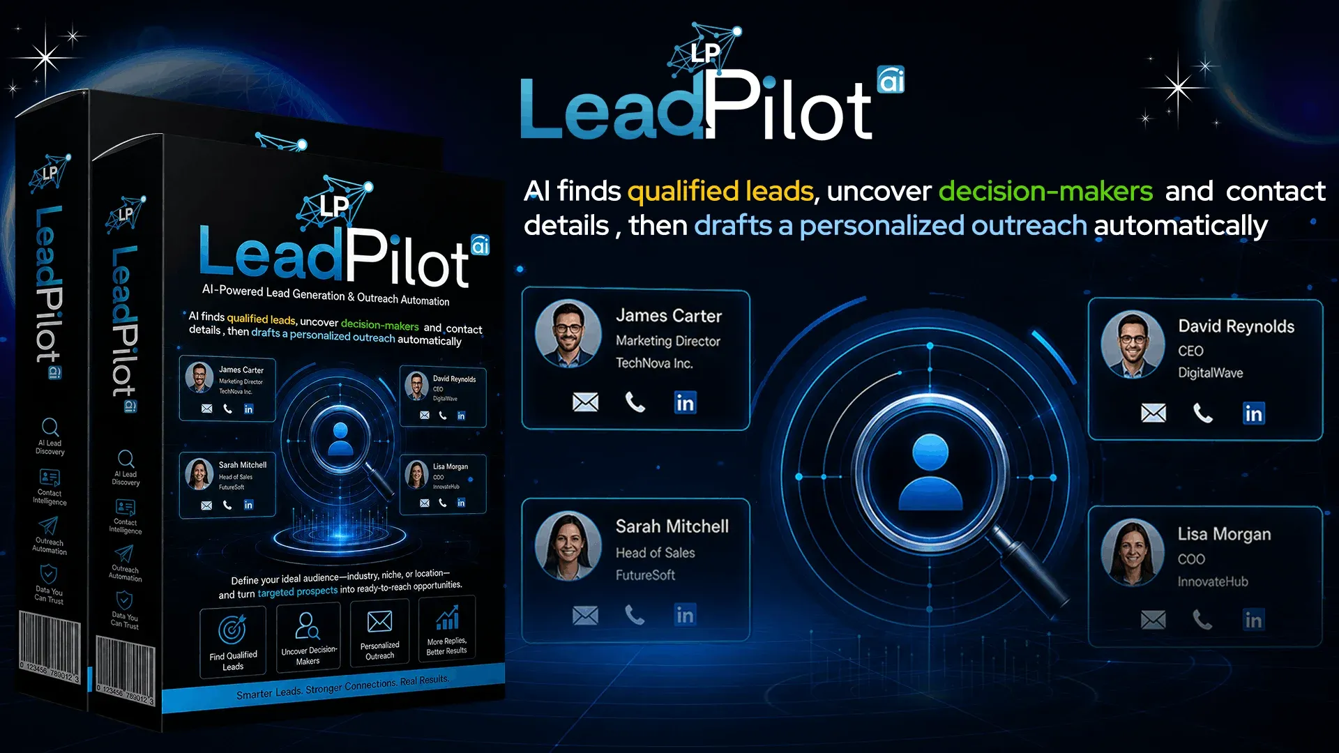 LeadPilot AI Review dashboard showing AI agents finding qualified local-business leads