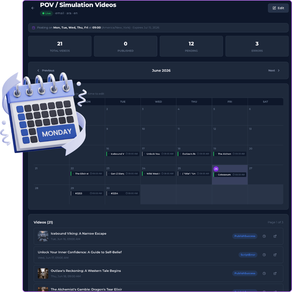 MagicFlixAI 2.0 Review scheduling calendar