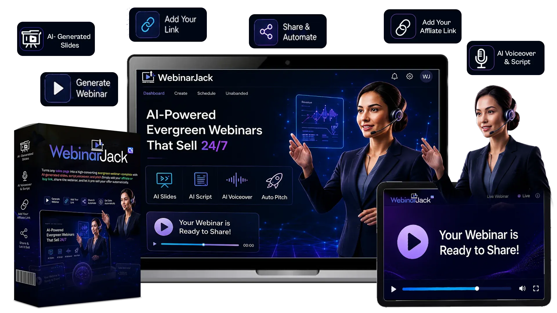 WebinarJack AI review dashboard hero banner