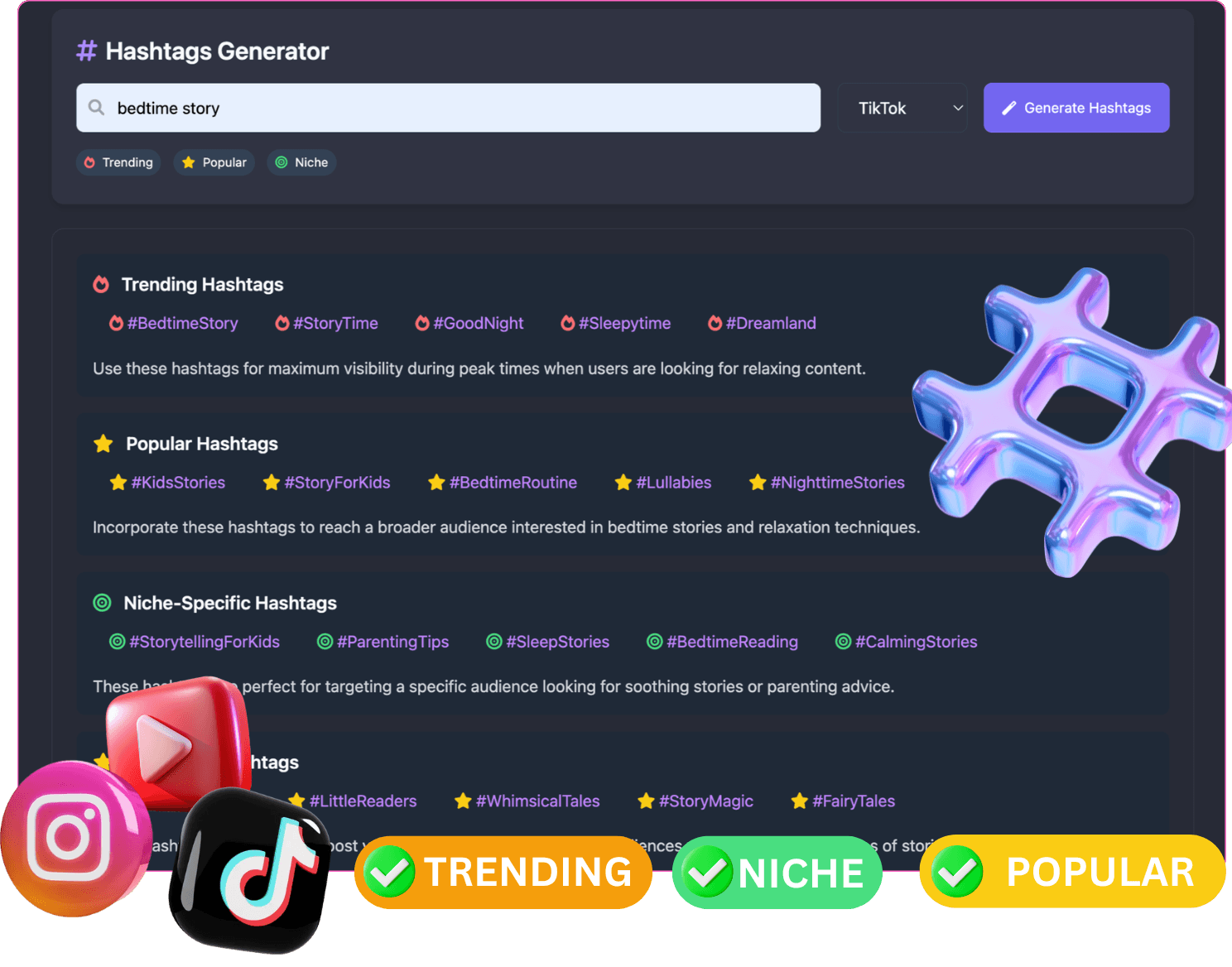 MagicFlixAI 2.0 Review hashtag generator