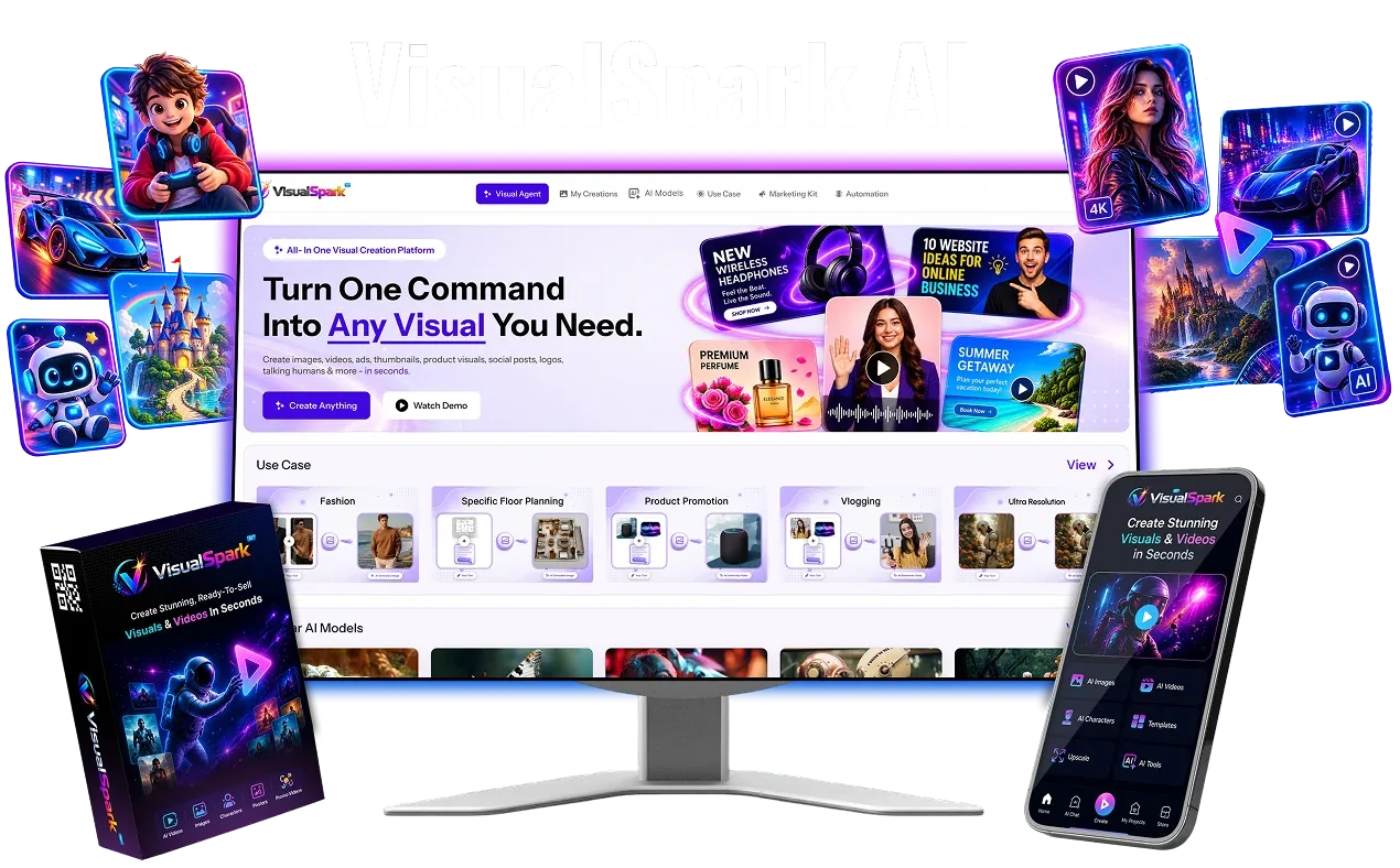 VisualSpark AI review main dashboard interface mockup