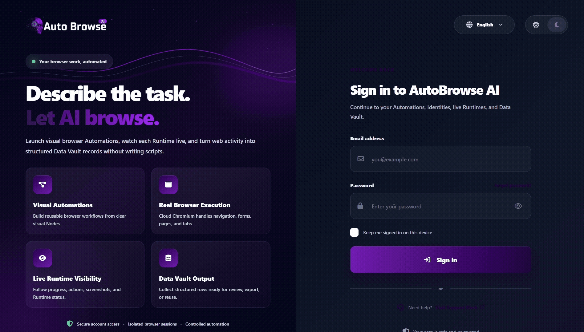 Auto Browse AI step by step GIF