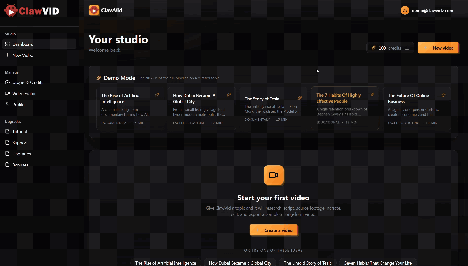 ClawVID Step 1 - Enter Your Idea