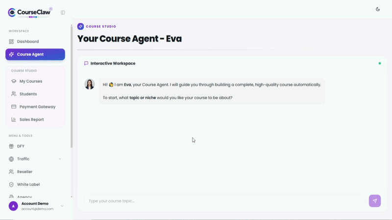 CourseClaw AI review step 2 agent build demo
