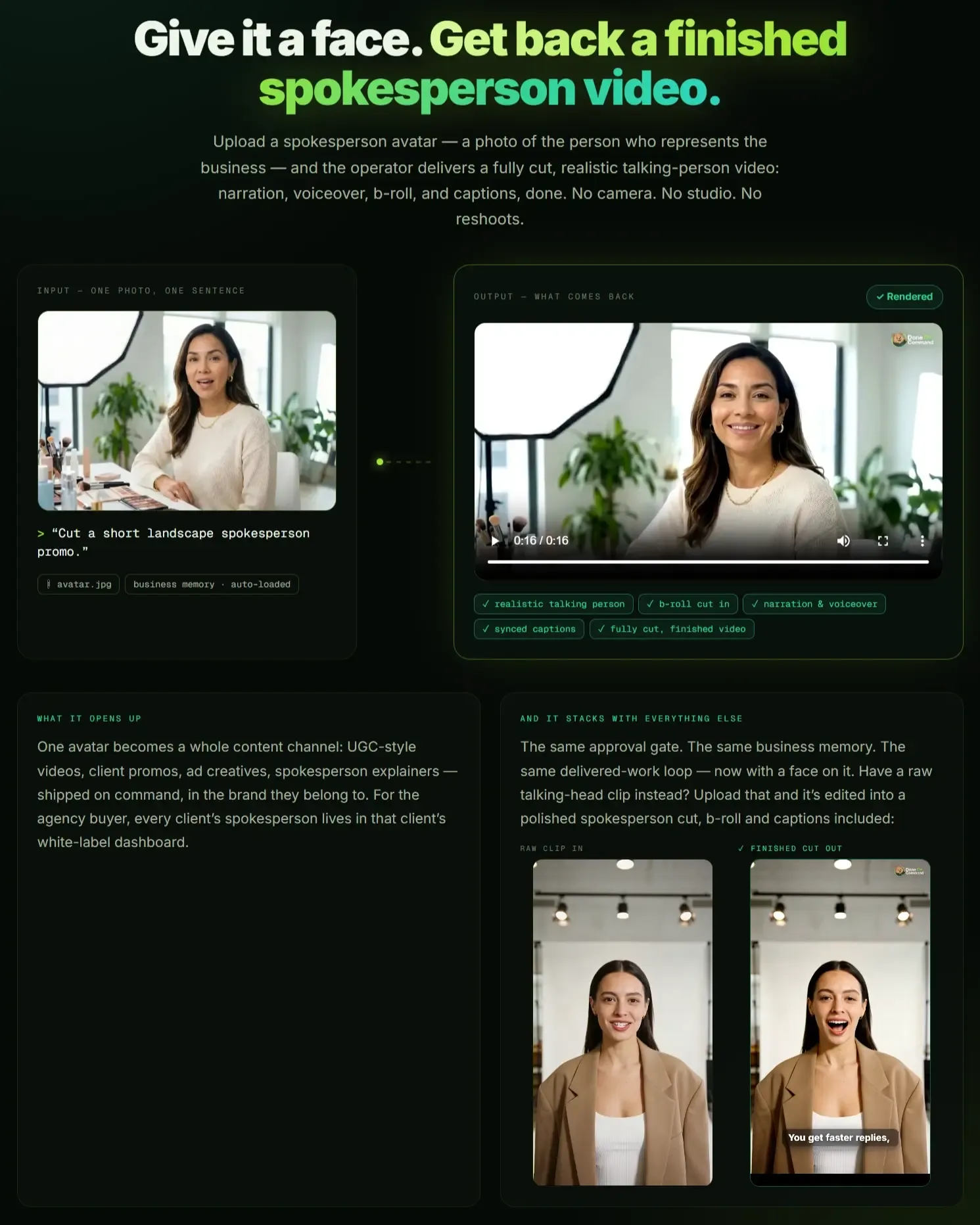 Done On Command review sample hosted landing page