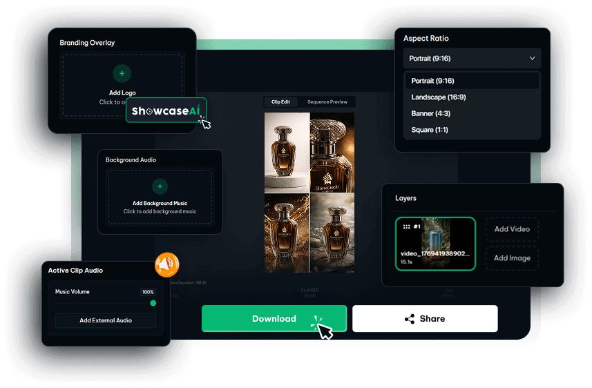 ShowcaseAI review built-in video editor interface test