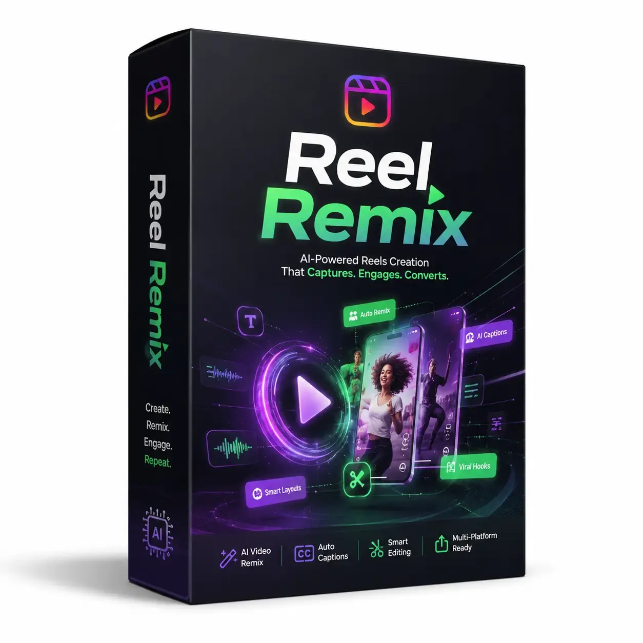 Reel Remix review hero image showing the AI video creation and repurposing dashboard