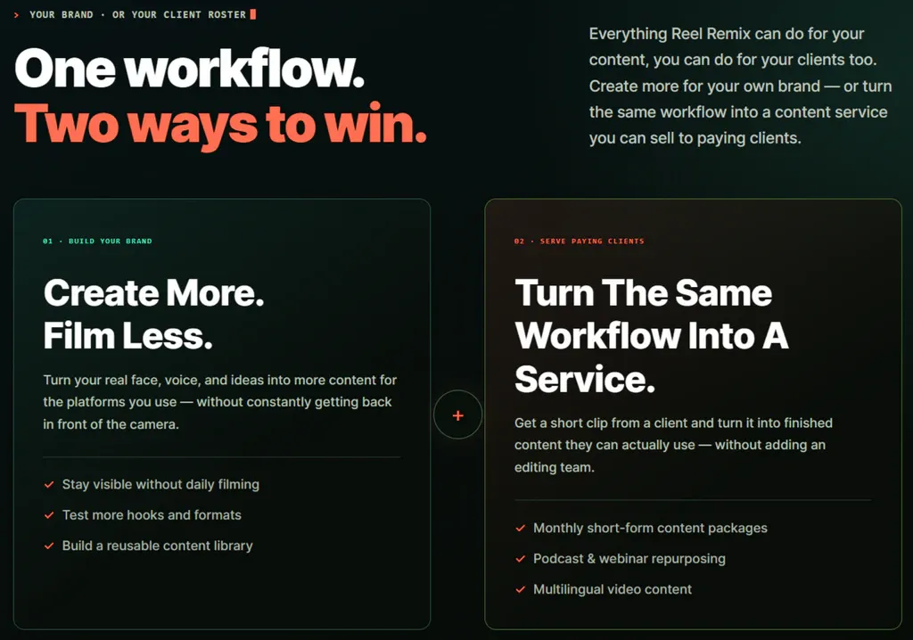 Why Reel Remix review matters — the recording hamster wheel vs one-clip content system