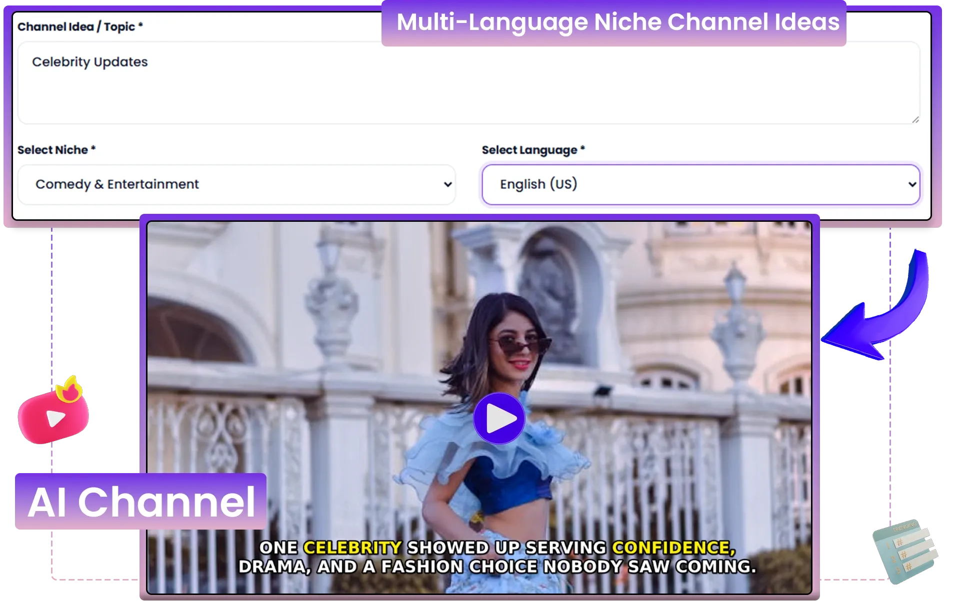 ChannelEmpire 2.0 multi-language voice selection panel