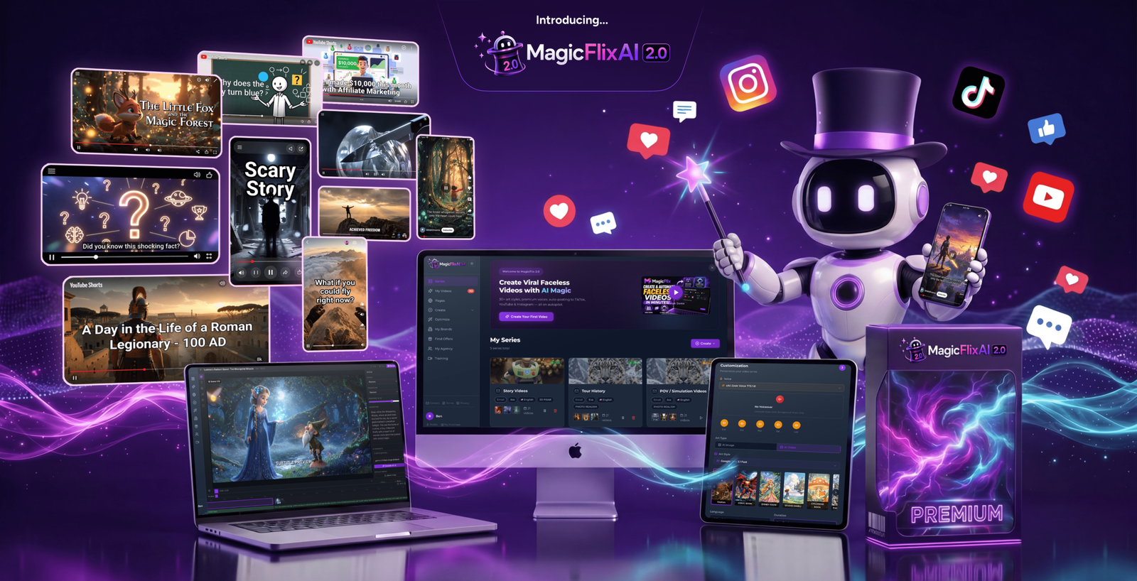 MagicFlixAI 2.0 Review main dashboard mockup