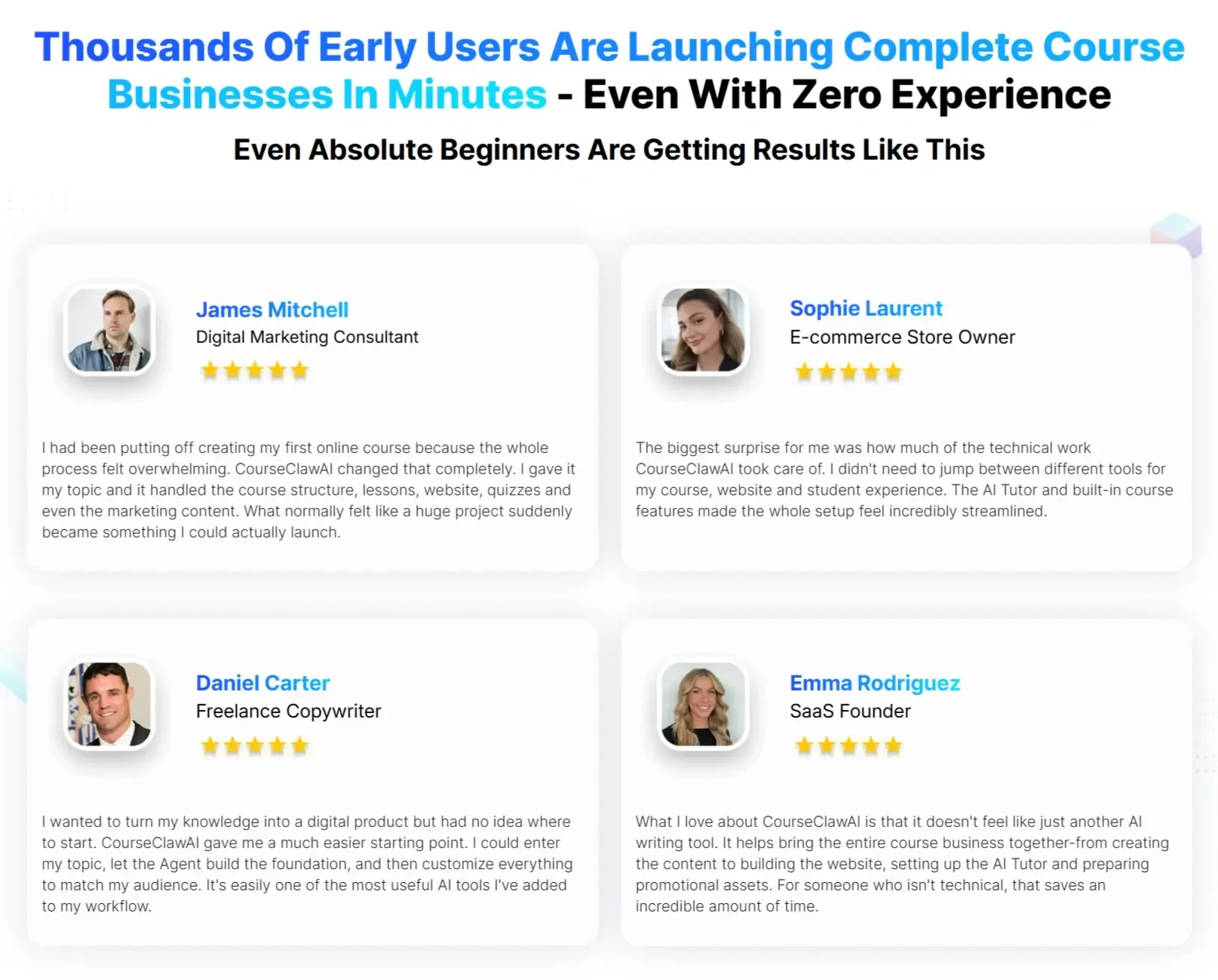 CourseClaw AI customer reviews and feedback screenshots