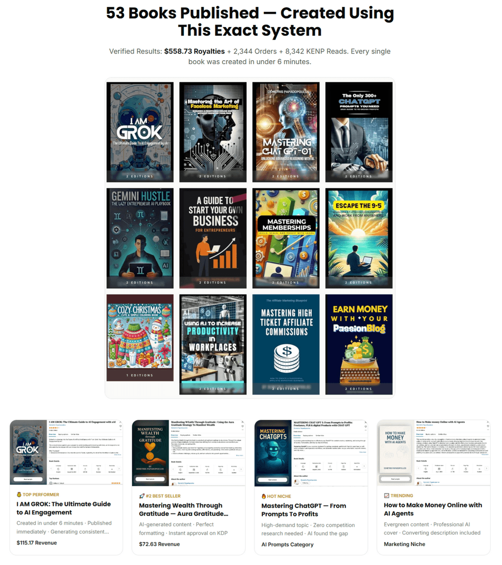 Royalty Profits AI Vol 2 — Campaign Dashboard Showing Published Books