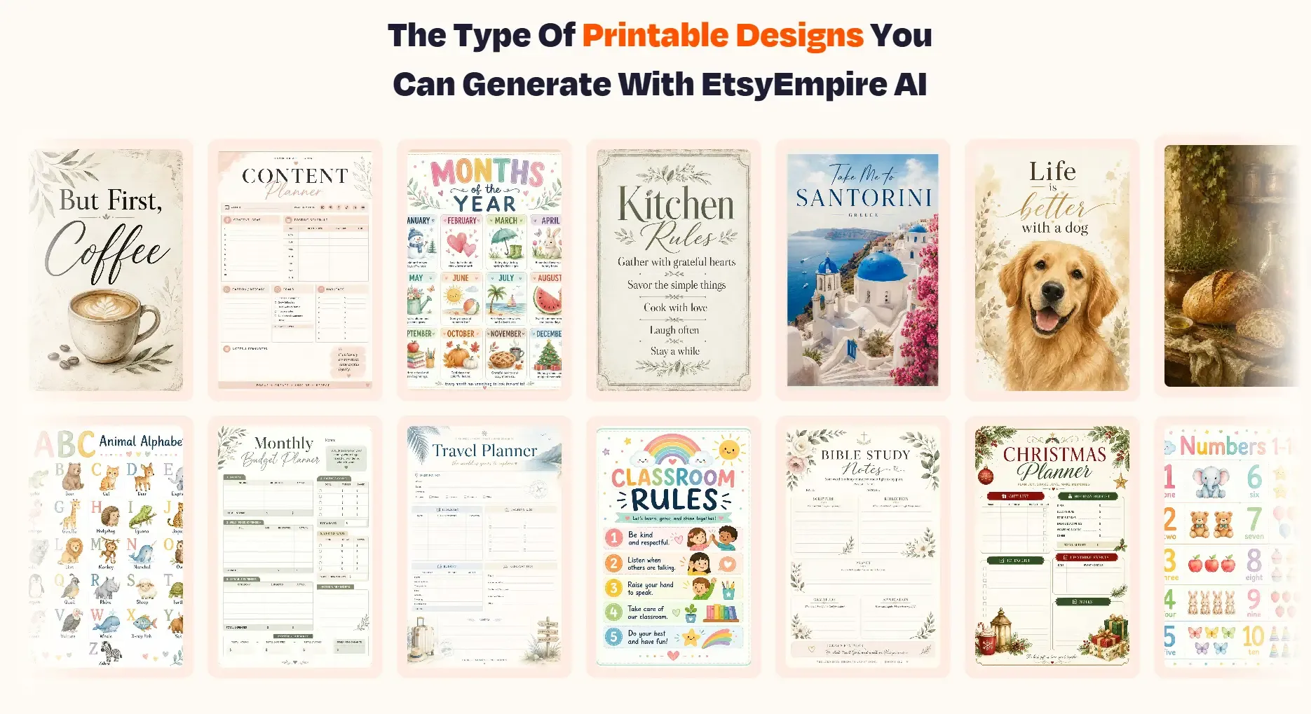 EtsyEmpire AI Review generated printable design samples