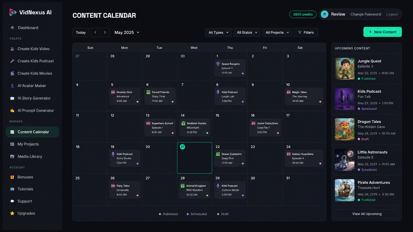 VidNexus AI Review — dashboard screenshot showing scene composition and character placement step 2