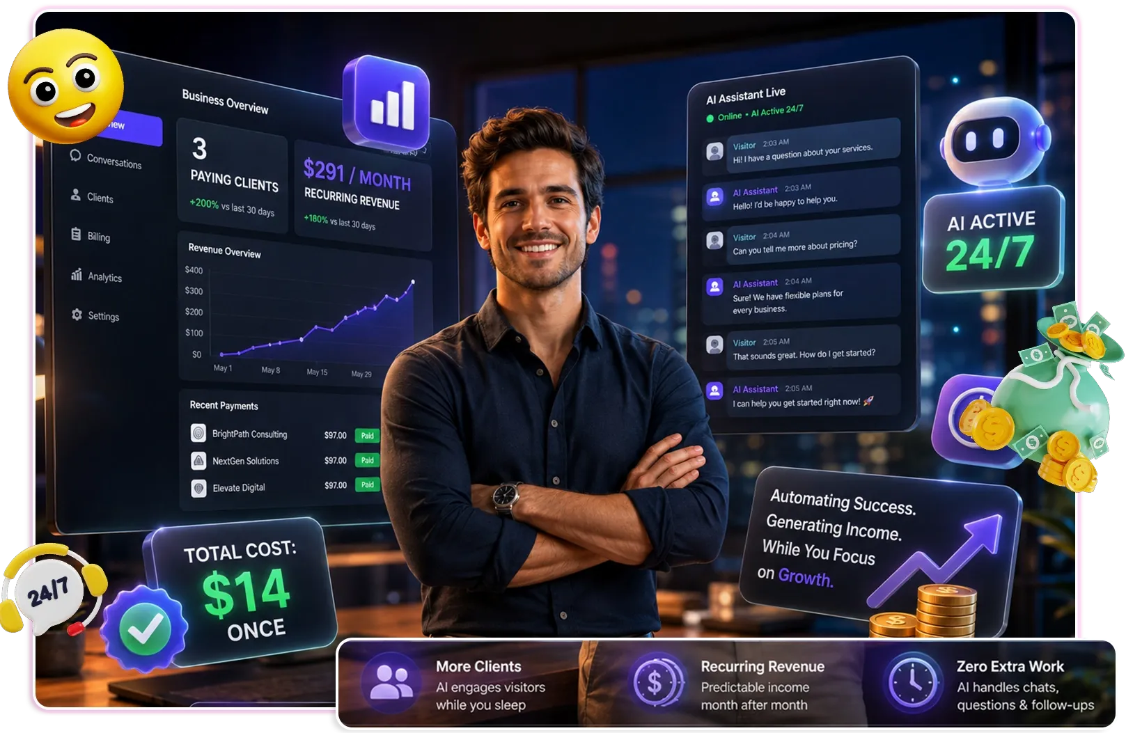 Retainer AI Review — client journey path from cold visitor to paying retainer client