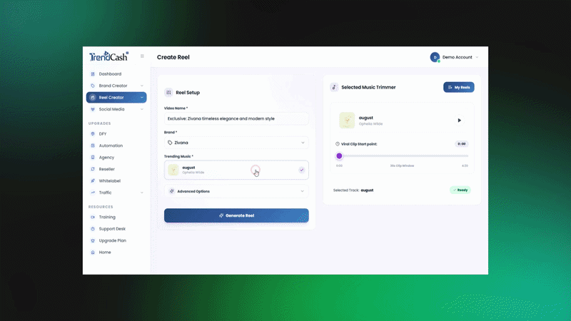 TrendCash AI step 2 AI builds reel