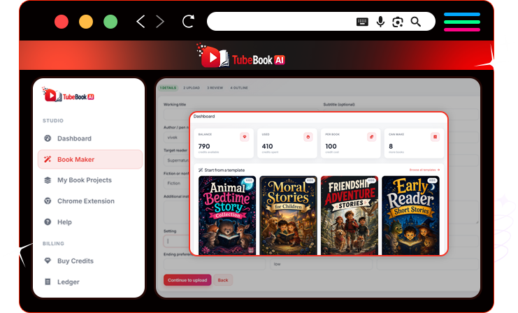 TubeBook AI review book blueprint generator outline editor