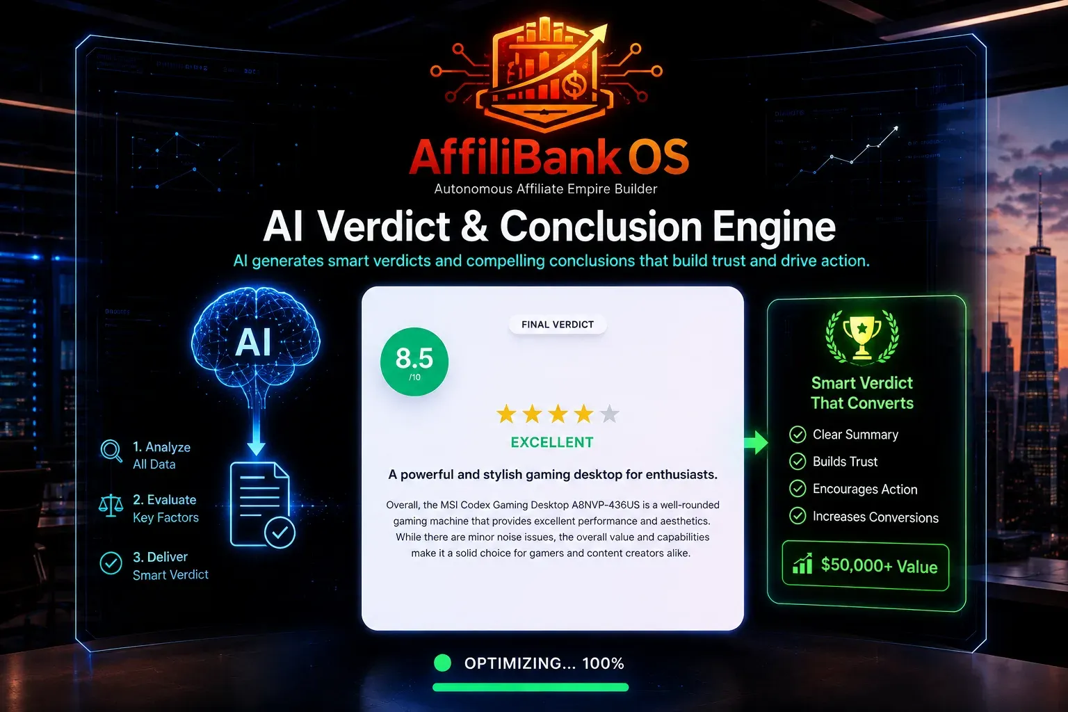 AI verdict and conclusion engine in AffiliBank OS