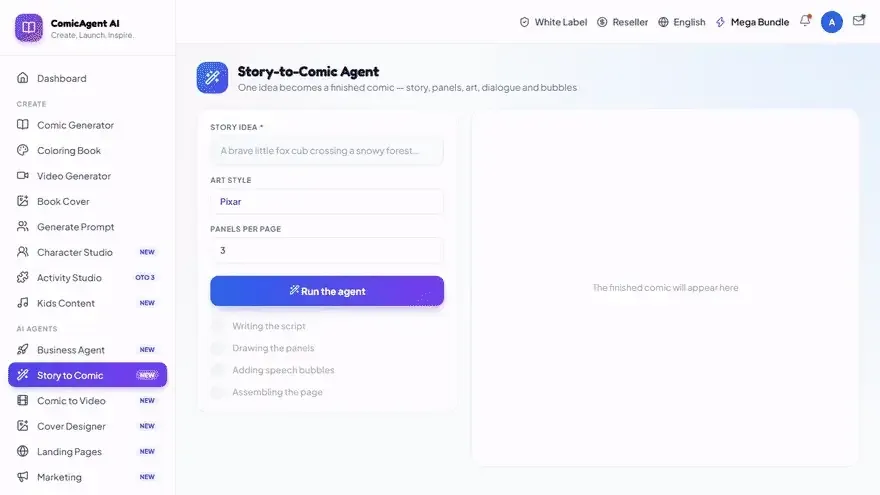 ComicAgent AI story to comic agent output
