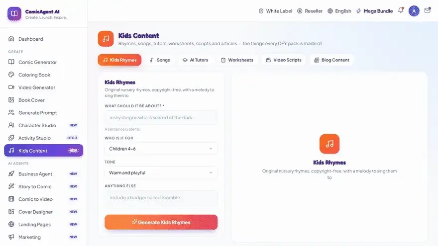 ComicAgent AI AI storybook creator for kids content