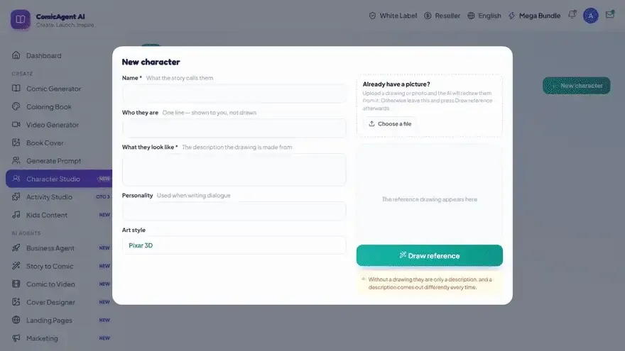 ComicAgent AI character generator module