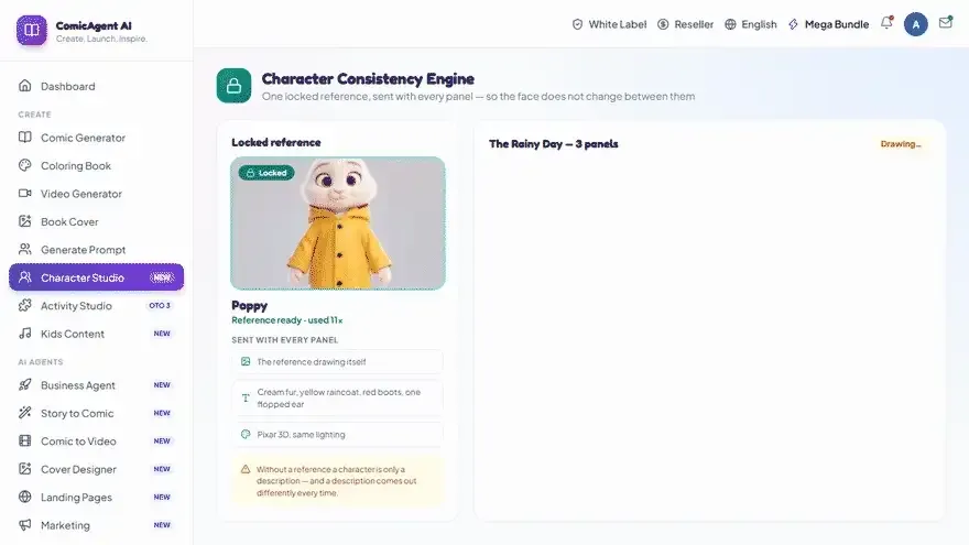 ComicAgent AI character consistency engine test