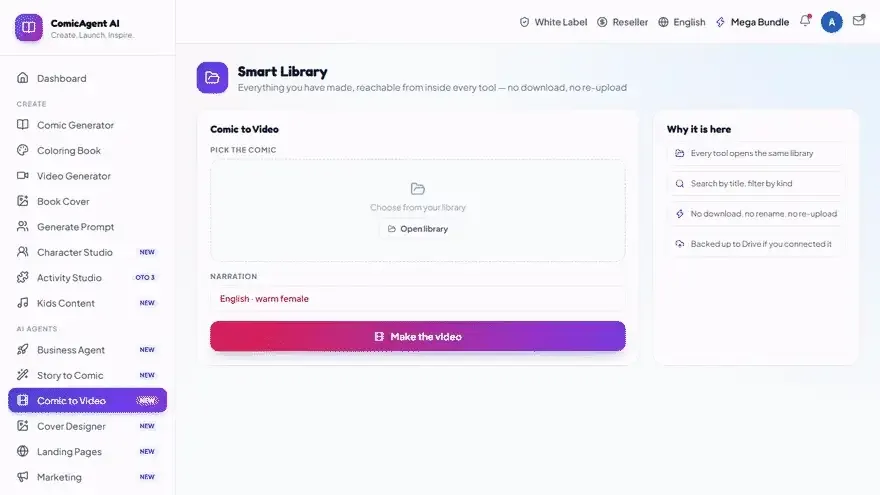 ComicAgent AI smart library asset management