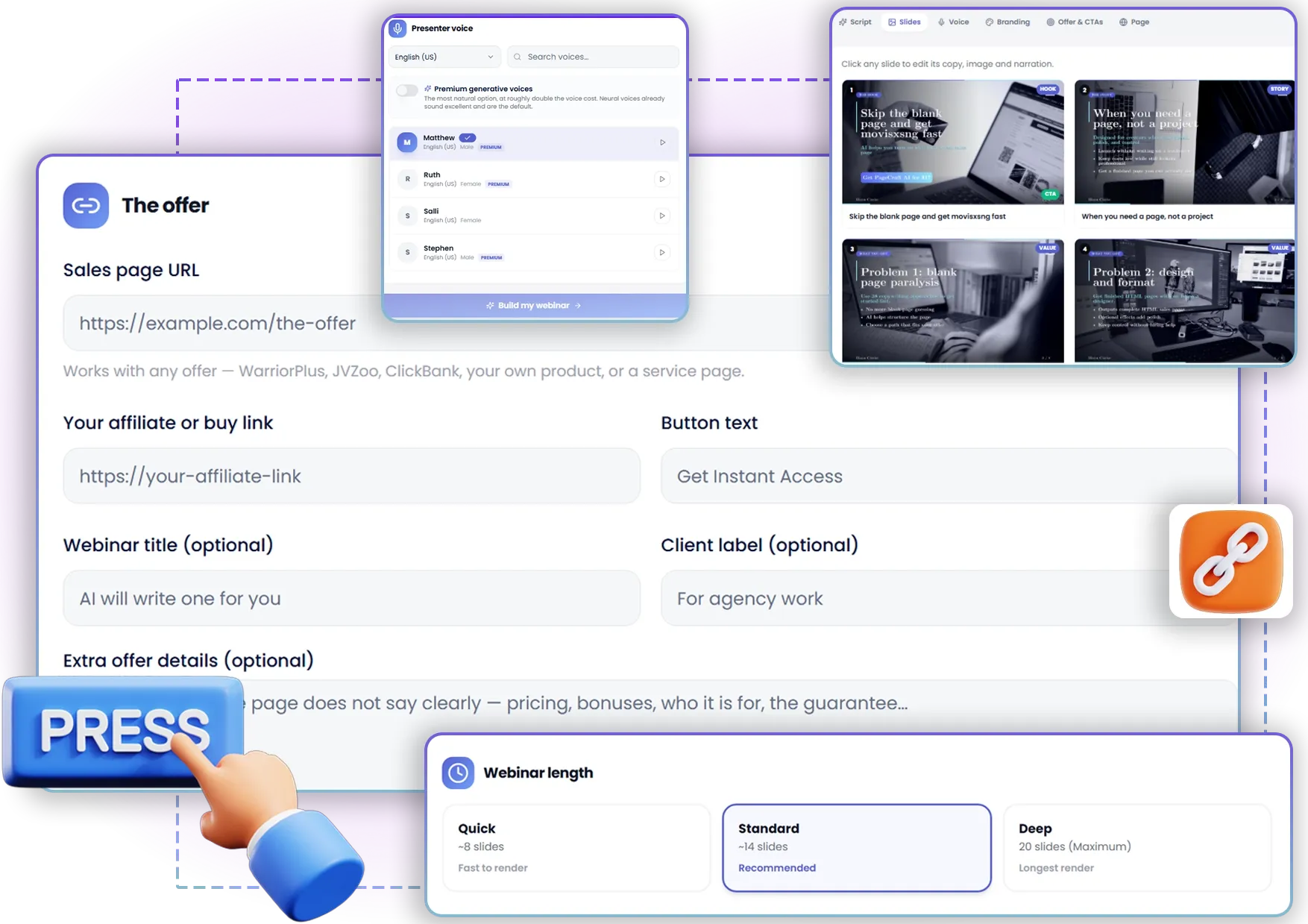 WebinarJack AI review URL to webinar engine feature