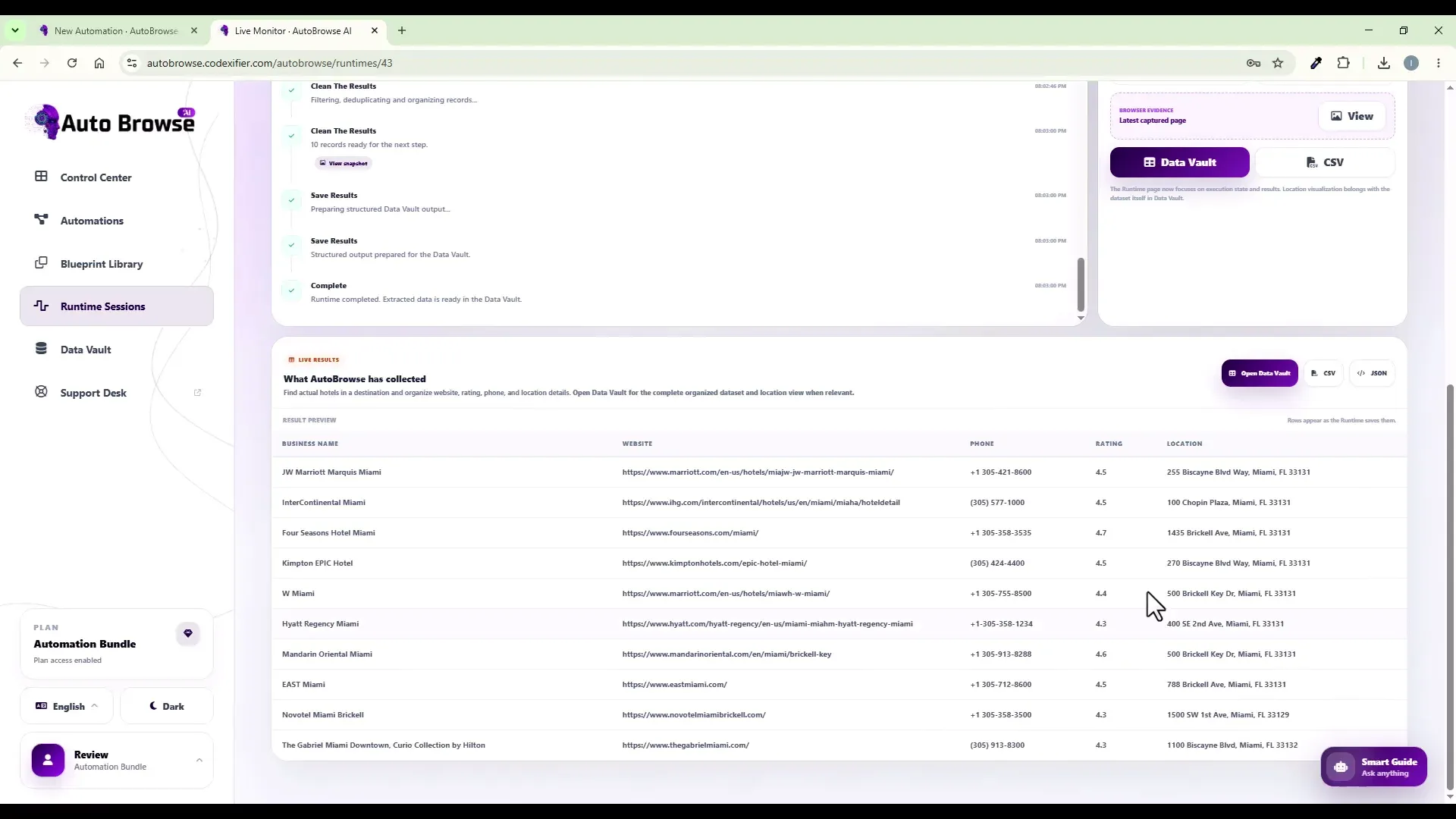 Auto Browse AI features overview