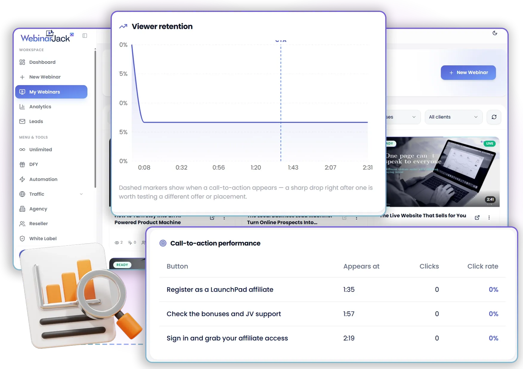 WebinarJack AI review CTA timing urgency engine