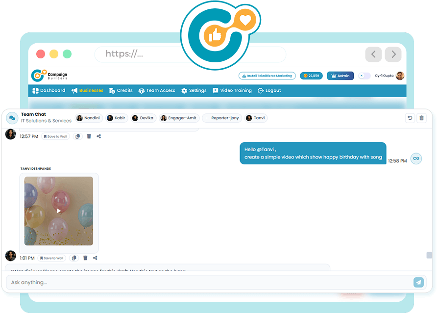 Mobile Team Chat inside the CampaignBuilders campaign app