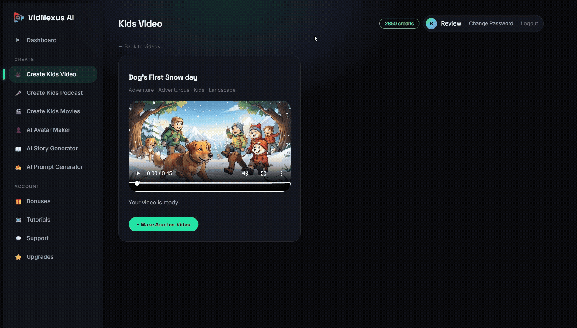 VidNexus AI Review — live screen recording of finished render output and preview pane
