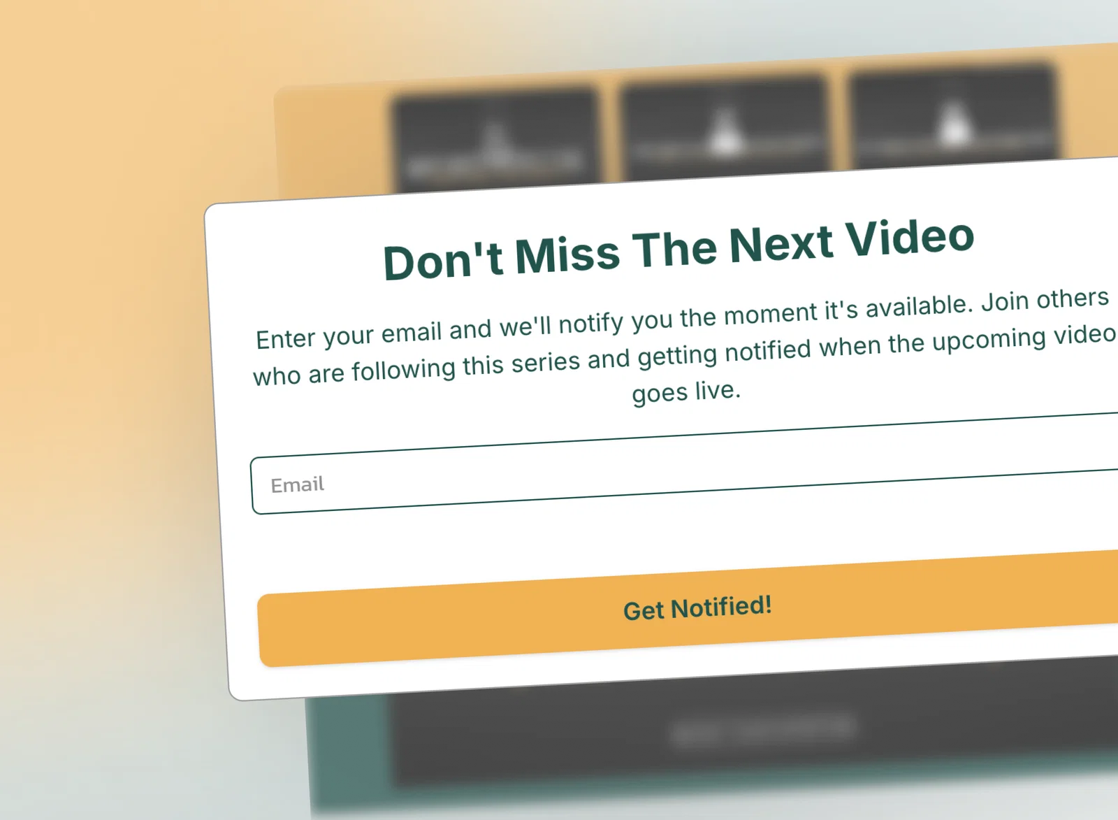 Unfold Video sign-up form embed editor with custom timing