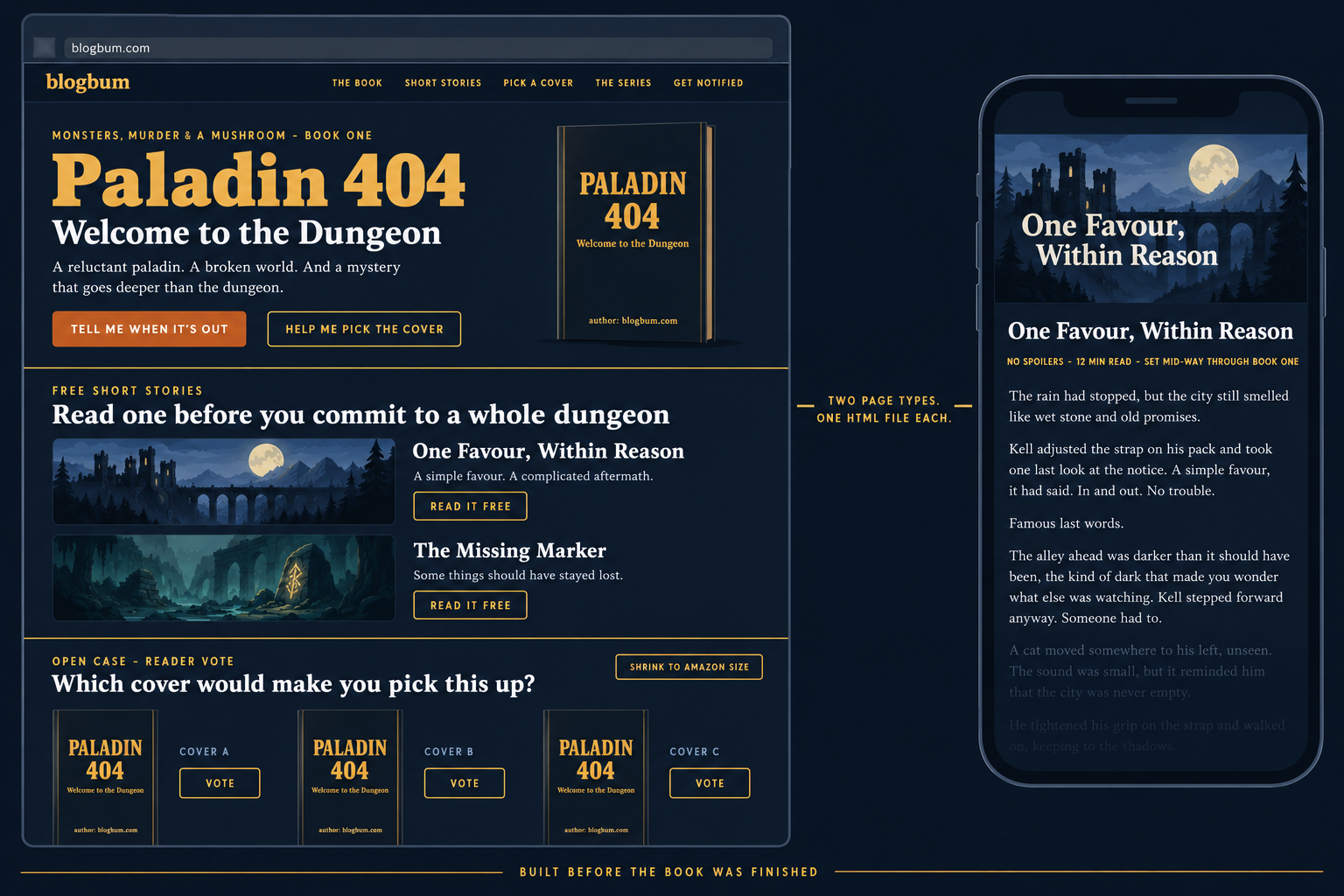 ShortStoryEngine author site walkthrough β blogbum.com example