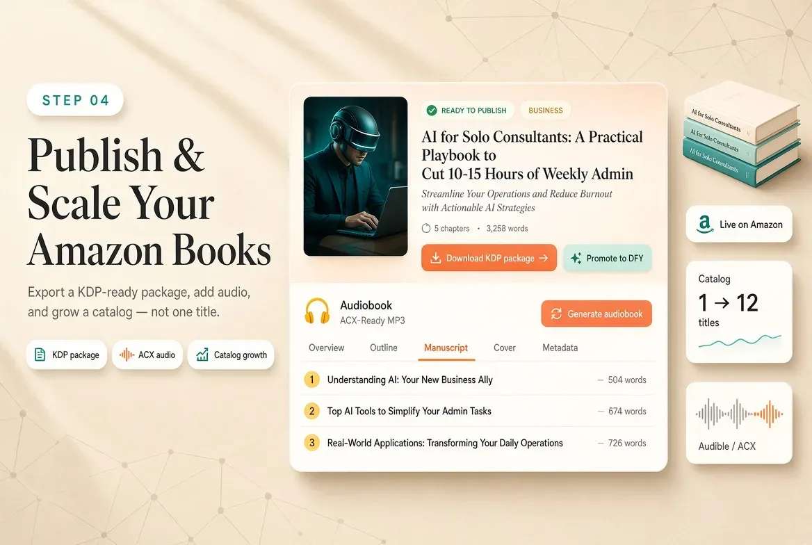 ClaudBook OS Step 4 — Publish and scale your Amazon books with one click