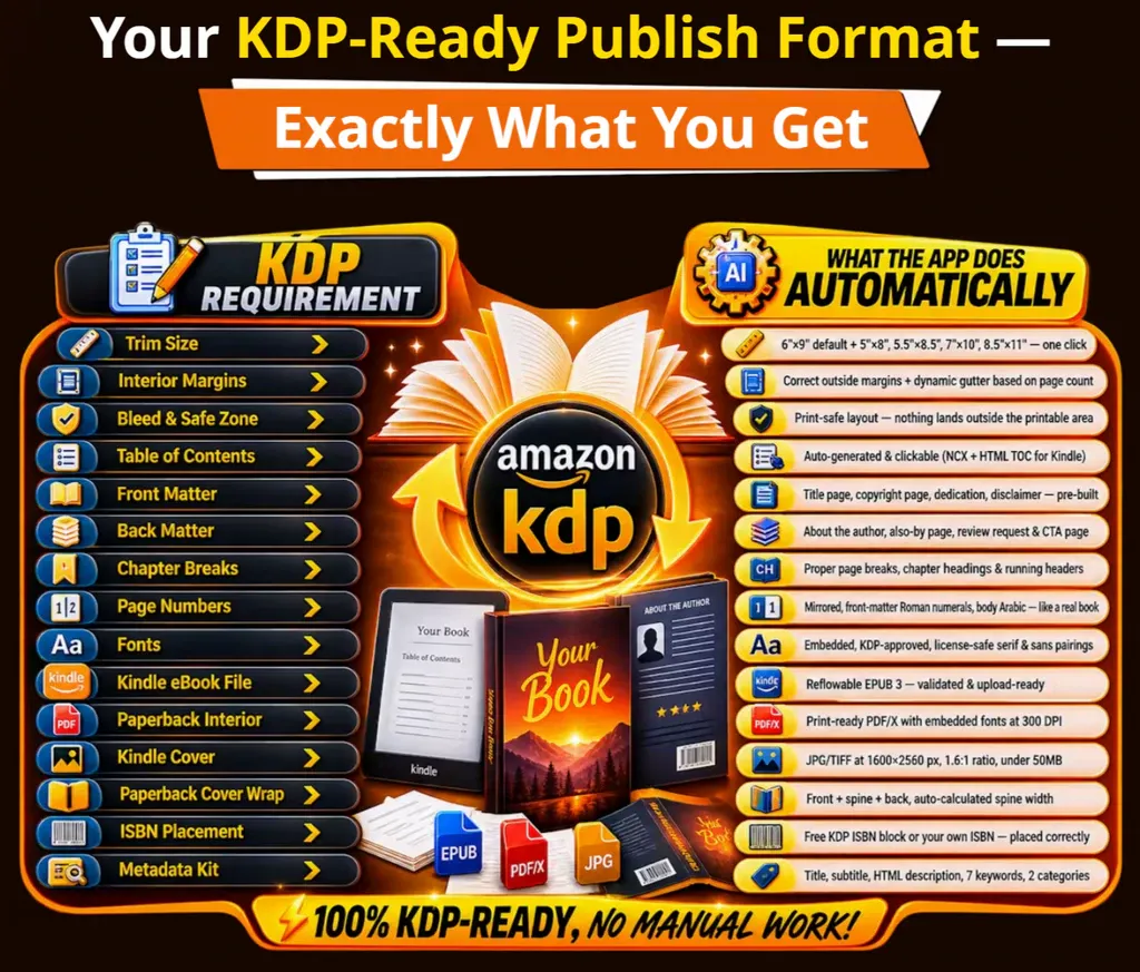 What is the AI Long Ebook Creator app — technical overview of the KDP publishing pipeline