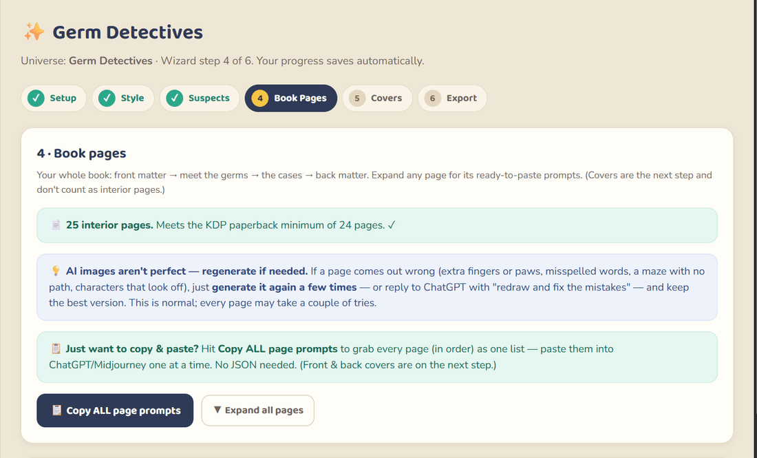 Germ Detectives Studio review copy paste prompt engine screen
