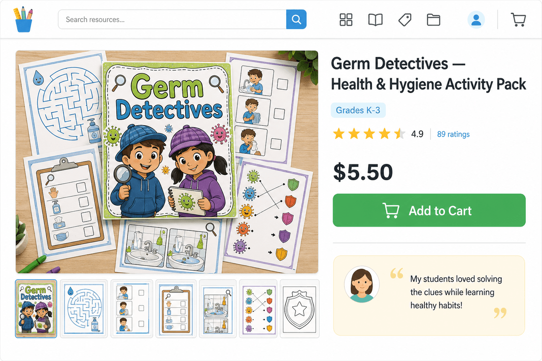 Germ Detectives Studio review Teachers Pay Teachers listing preview