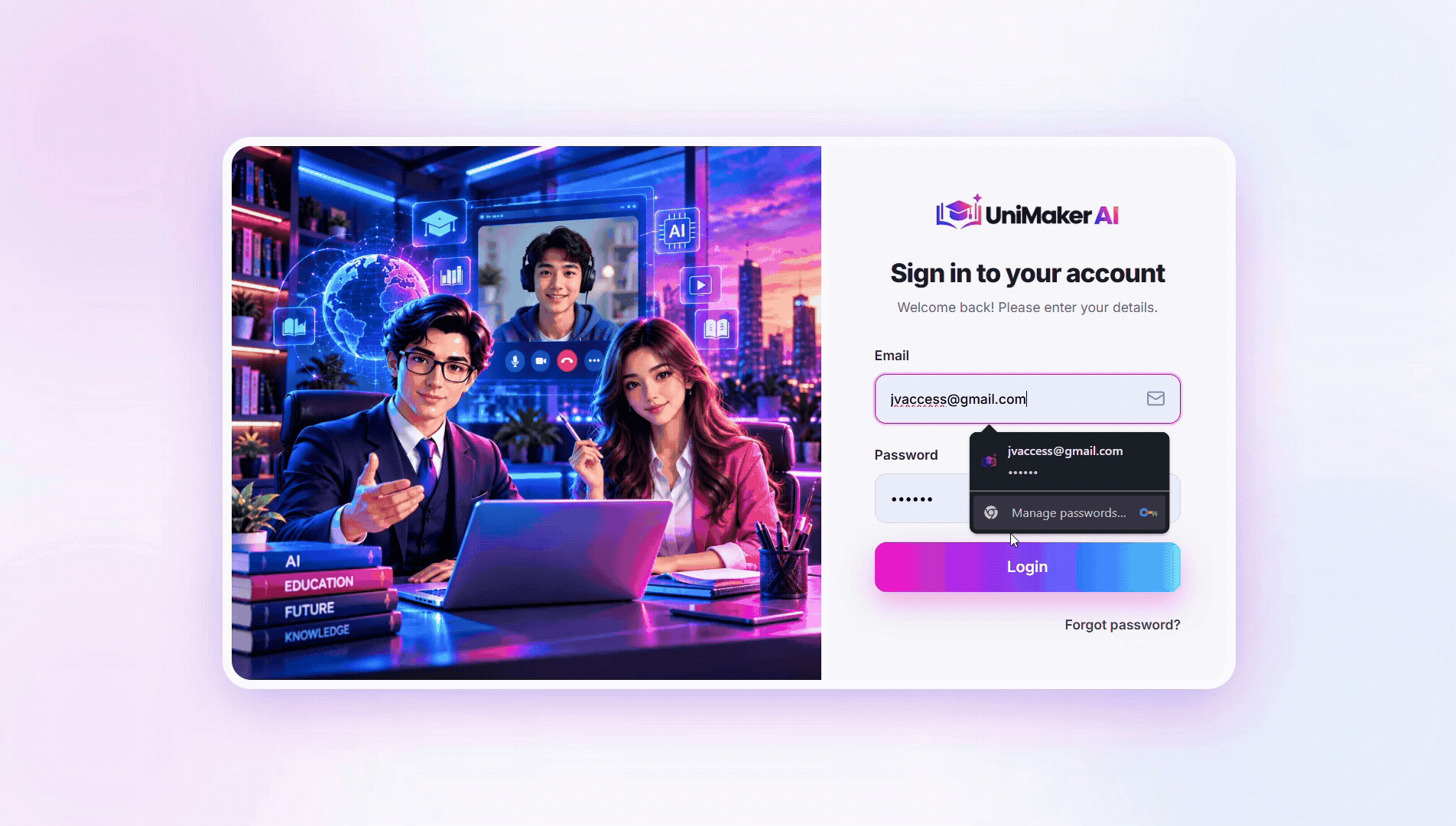 Creating a new AI University portal inside the UniMaker AI dashboard