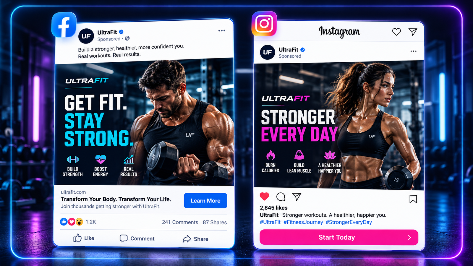 Facebook and Instagram ads creation graphic supplied with the review materials