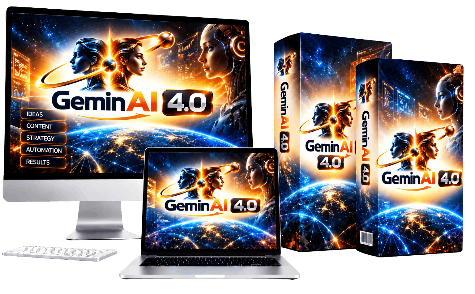 GeminAI 4.0 Review Front-End and JV Software Bundle Box Mockup