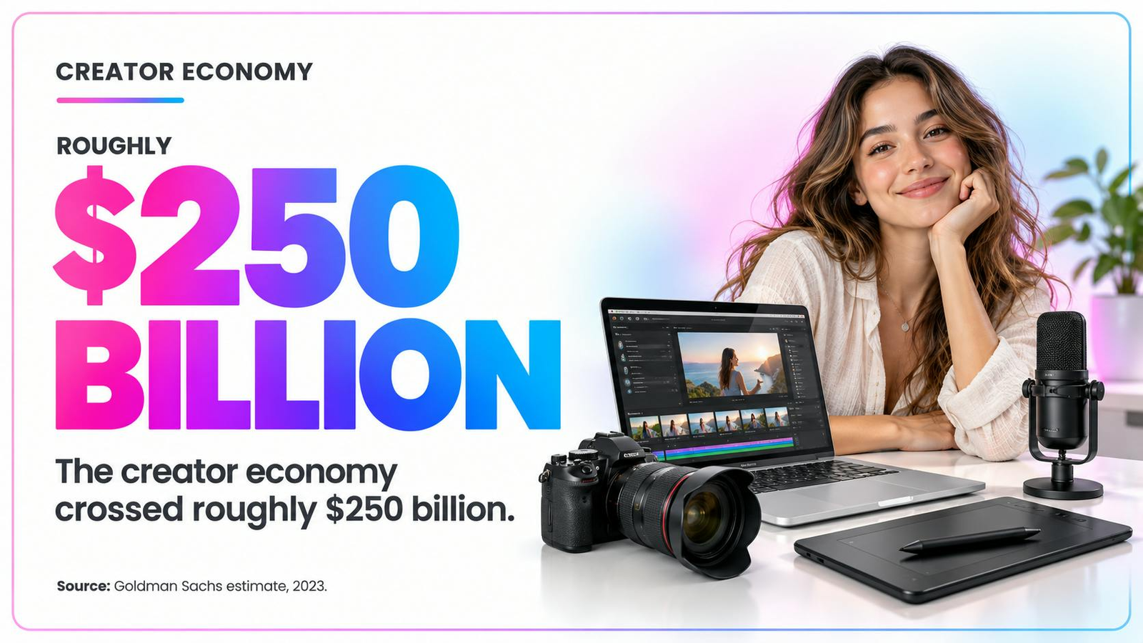 Supplied vendor graphic stating Creator Economy at $250 Billion